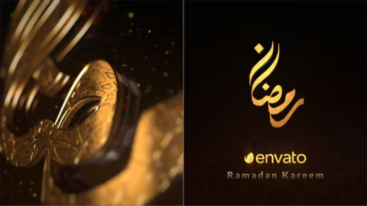 Videohive 3D Gold Ramadan Kareem Logo Intro