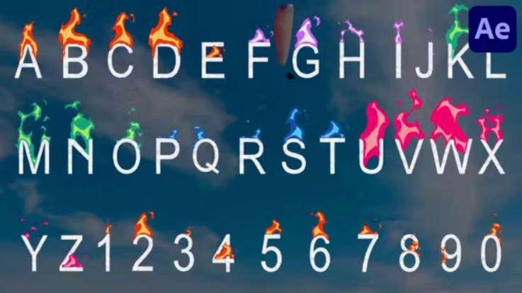 Videohive Fire Alphabet Font | After Effects
