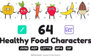 Videohive Healthy Food Lottie Characters