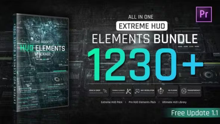 Videohive Extreme HUD Elements Bundle 1200+ For Premiere Pro