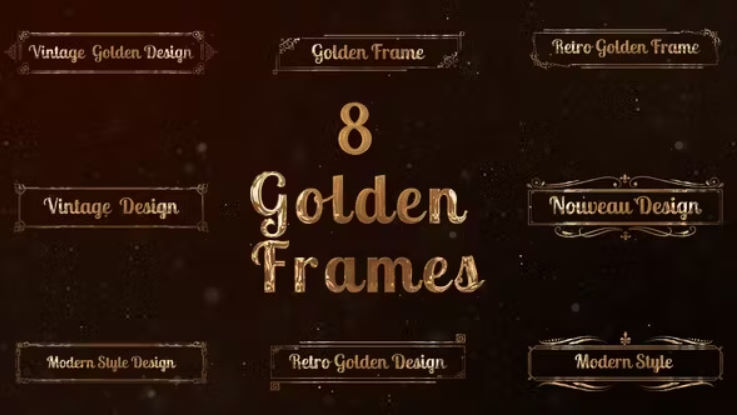 Videohive 8 Golden Art Nouveau Frames