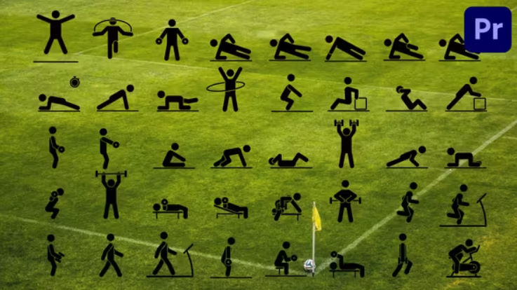 Videohive 40 Animated Fitness Pictograms | Premiere Pro MOGRT