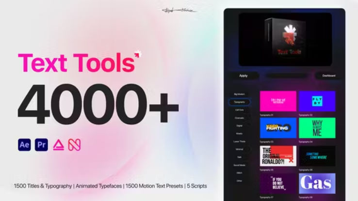 Videohive Text Tools – Most Versatile Titles Pack – Scripts – Fonts – Extension