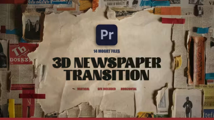 Videohive 3D Newspaper Transition For Premiere Pro | MOGRT