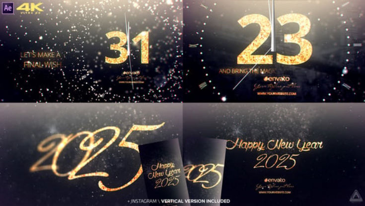 Videohive New Year Midnight Gold Countdown 2025