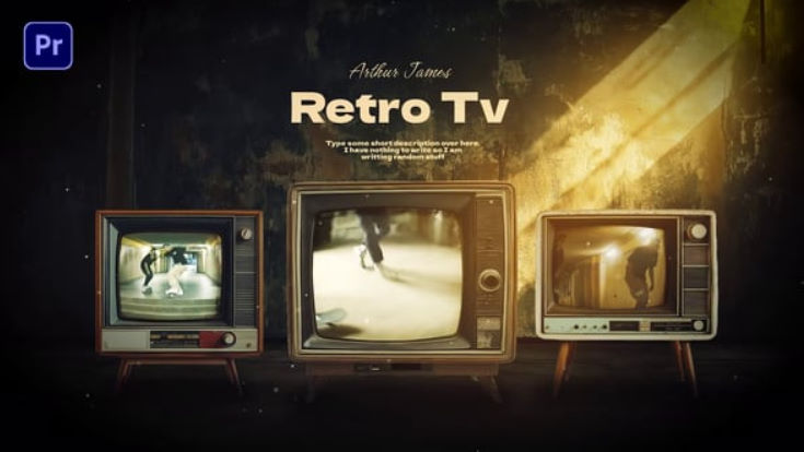 Videohive Retro Tv in Dark Room