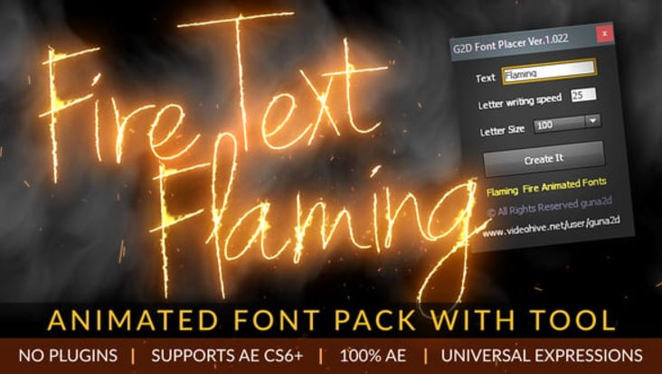 Videohive Fire Text Flaming Animated Font Pack with Tool