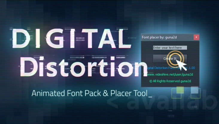 Videohive Digital Distortion Animated Font Pack with Tool