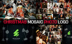 Videohive Christmas Mosaic Photo Logo + Royalty Free Music