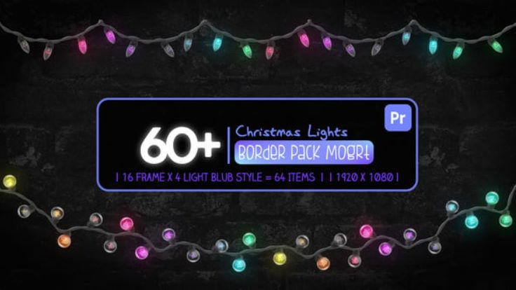 Videohive Christmas Border Lights Pack Mogrt