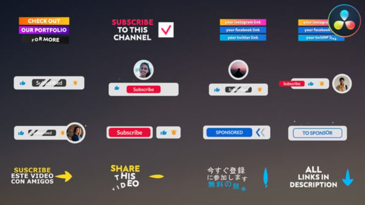 Videohive Youtube Lower Thirds And Buttons for DaVinci Resolve