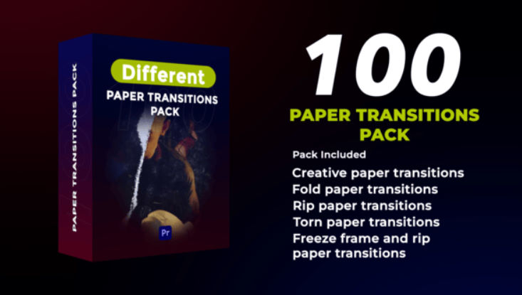 Videohive 100 Paper Transitions Pack | MOGRT