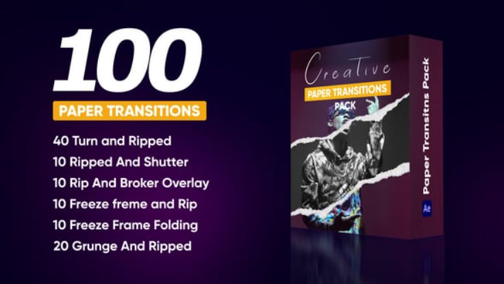 Videohive Creative Paper Transitions Pack For After Effects