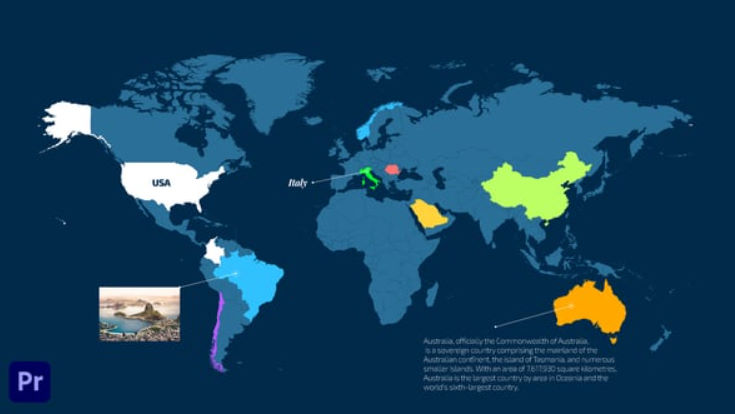 Videohive World Map Info | For Premiere Pro