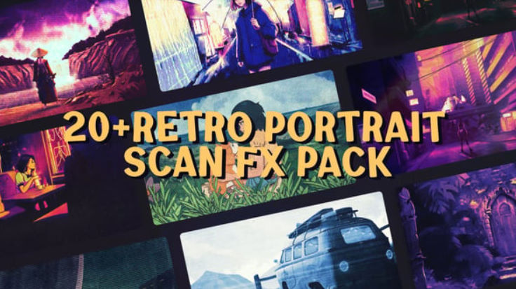Download Retro Portrait Scan FX – VHS Grunge Texture & Analog Frame Pack – Videohive