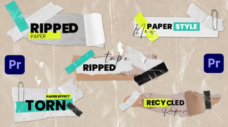 Videohive Torn Crumple Paper Tapes Titles Lowerthirds 2