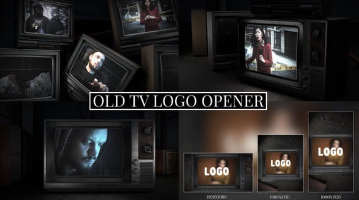 Videohive Vintage CRT Screen Logo Opener Vertical Version included