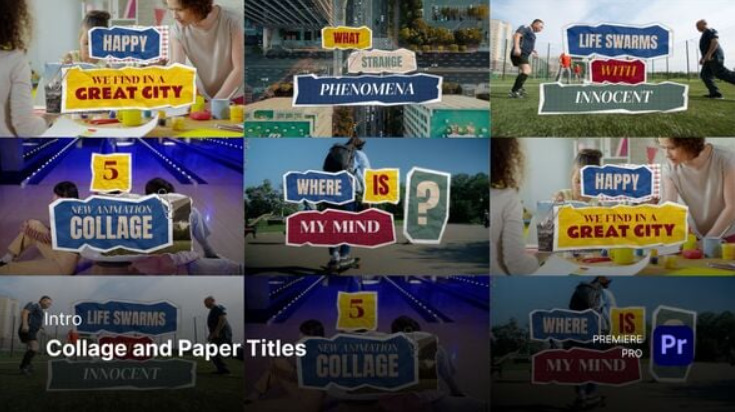 Videohive Intro – Collage and Paper Titles Premiere Pro Templates