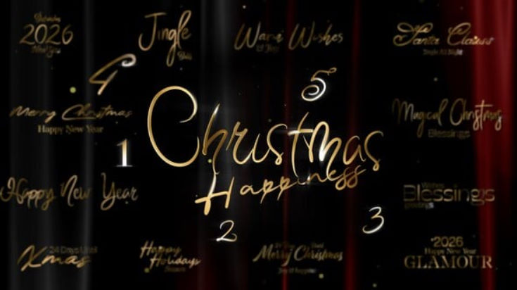 Videohive Christmas and New Year Typography Blessings, Golden Glamour Title Cards