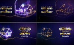 Videohive House Holding Neon line Art // House building