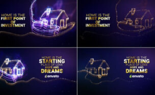 Videohive House Holding Neon line Art // House building