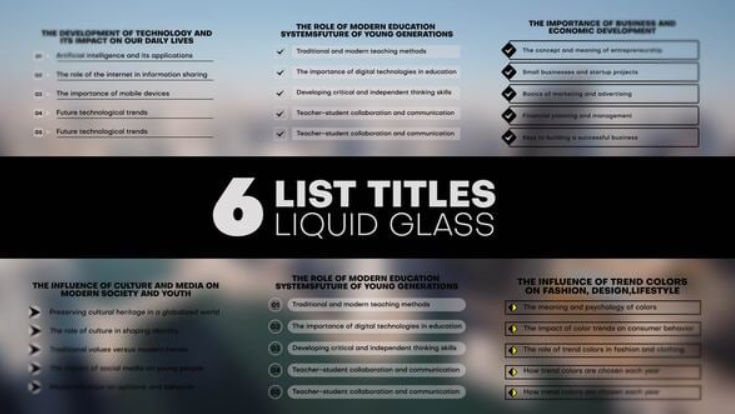 Videohive Liquid Glass List Titles