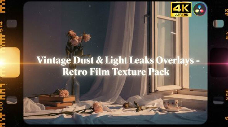 Videohive Vintage Dust & Light Leaks Overlays – Retro Film Texture Pack For DR