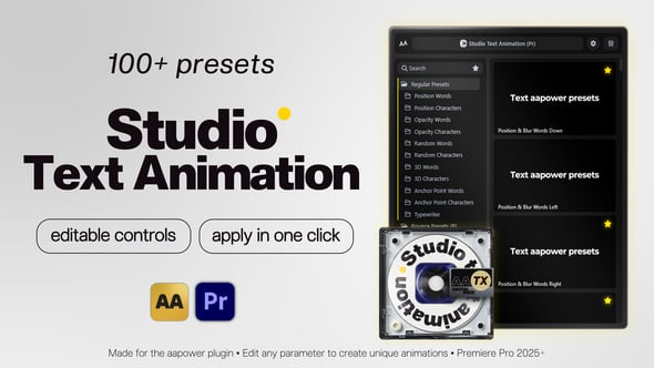 Videohive 100+ Text Presets with Custom Controls for Premiere Pro – AAPOWER