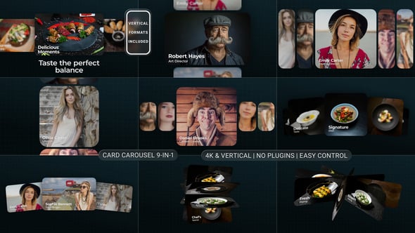 Modern 3D Card Carousel | MOGRT Free Videohive
