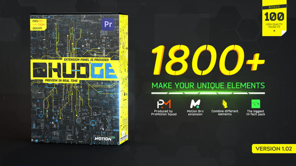 Videohive HUDGE | Premiere Pro | 1850+ UI HUD