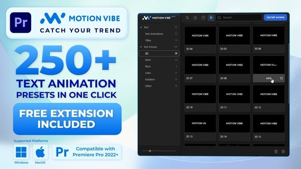 Videohive Text Animation Presets Pack | Free Extension for Premiere Pro Included